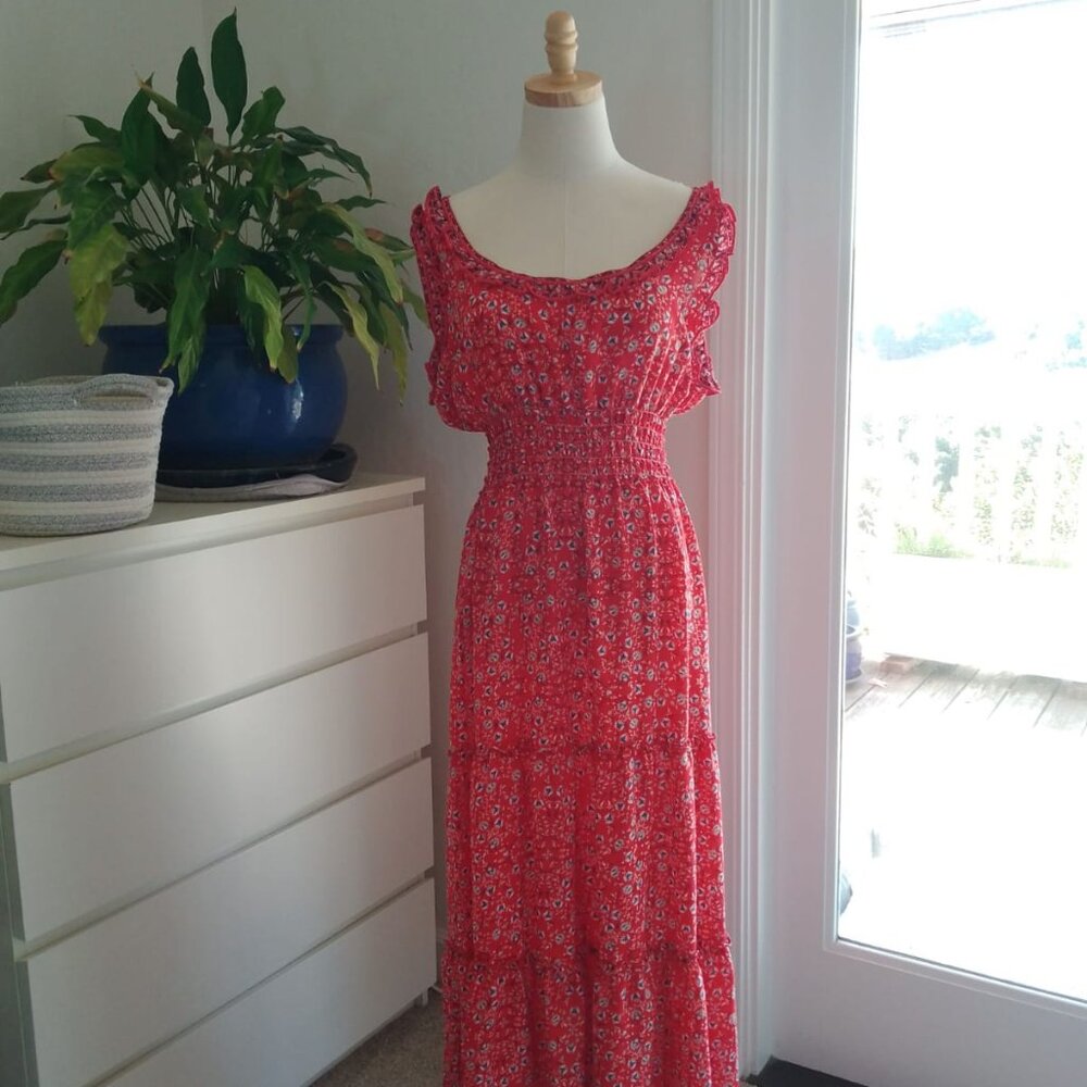 Max Studio - Red Floral Maxi Dress (L) - Picture 7 of 10